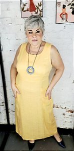 VESTIDO AMARELO LONGO LINHO