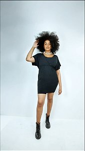 VESTIDO PRETO TRANSPASSADO COM SAIA LÁPIS