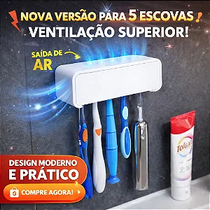 Porta Escovas de Dente Parede – Fixação Sem Furo – Suporte Para 4 Escovas + Fita Dupla Face Forte