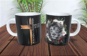 Caneca Porcelana Branca Leão 8