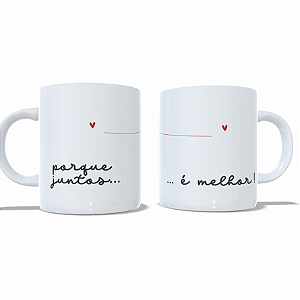 Duas Caneca Porcelana Branca Namorados 3