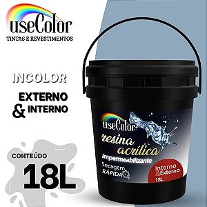 Resina Acrílica Incolor Brilhante Base Água 18L Usecolor Incolor Brilhante