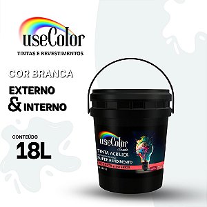 Tinta Acrílica Standard Premium 18L Cor Branca Classic Super rendimento Exterior e Interior Boa Cobertura Usecolor