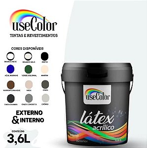 Tinta Acrílica Látex 3,6L Antimofo Econômica Fácil aplicação Bom acabamento Secagem rápida Usecolor