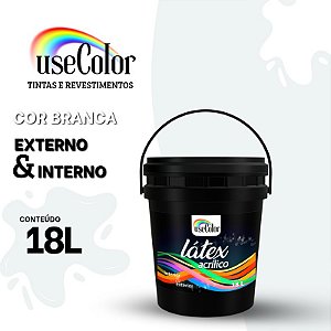 Tinta Acrílica Látex 18L Cor Branca Antimofo Econômica Fácil aplicação Bom acabamento Secagem rápida Usecolor