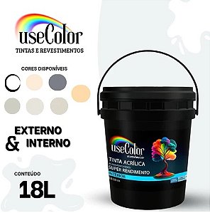 Tinta Acrílica 18L Branca Econômica Antimofo Fácil  Aplicação Secagem Rápida Usecolor Branco Neve