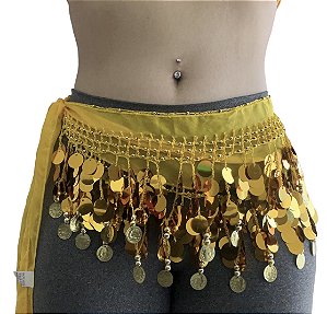 Lenço de quadril Dourado e Amarelo dança do ventre