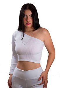 Cropped mula manca branco canelado