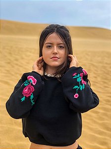 Moletom cropped Rosa sul
