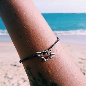 Pingente Coração Alado Old Scholl Prata 925