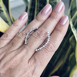 Brinco Ear Cuff Prata  com zirconias brancas