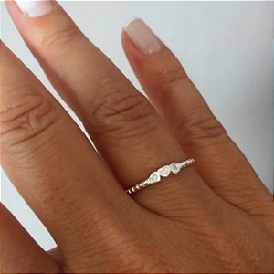 Anel de Prata 925 modelo 3 corações