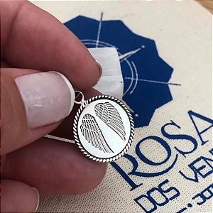Pingente Medalha Asas de Anjo Prata 925