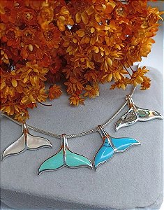 Pingente Rabo de Sereia Verde Prata 925