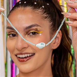 Chocker Cristais Com Concha Azul