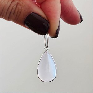 Pingente Gota de Quartzo Rosa com acabamento Prata 925