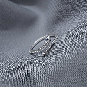 Anel Cobra Cravejada Banho de Prata