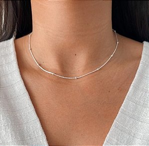 Corrente feminina bolinha Prata 925