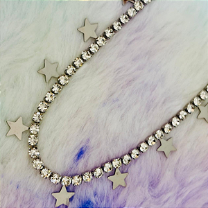 Chocker estilo Riviera com estrelas salpicadas em aço inoxidável