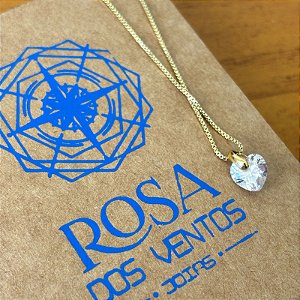 Pingente Ponto de Luz Banho de Ouro Amarelo 18 k com Zircônia formato coração