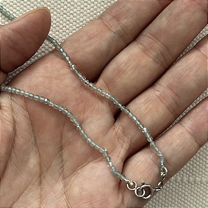 Chocker Amazonita azul claro 2MM e fecho em Prata 925