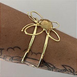 Bracelete borboleta citrino amarelo banhado a ouro amarel