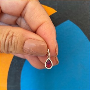 Pingente Gota Pedra Vermelha 1cm em Prata 925