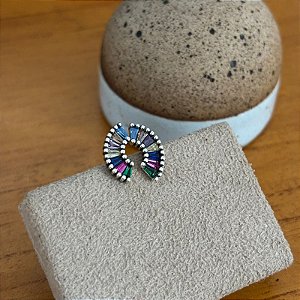 Brinco Prata 925 com Zircônias Coloridas