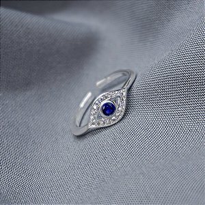 Anel olho grego Cravejado Banho de Prata