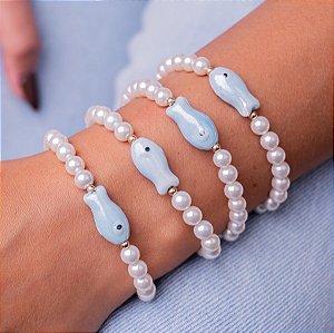 Pulseira Madrepérola com Peixe Resinado