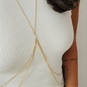 Colar Body Chain banhada com ouro amarelo