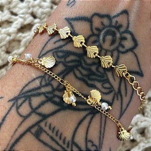Pulseira feminina Praia Conchinha ou Conchinha com Pérolas