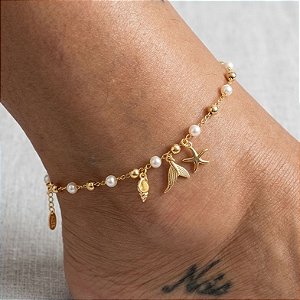 Tornozeleiras Praianas com Banho de ouro amarelo