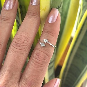 Anel de Prata 925 regulável corações