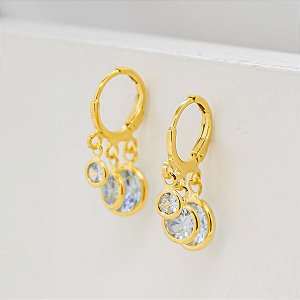 Brinco Argolinha 3 Zircônias Redondas