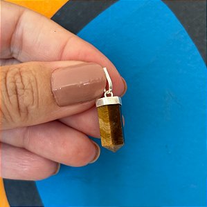 Pingente Ponta Olho de Tigre e Prata 925