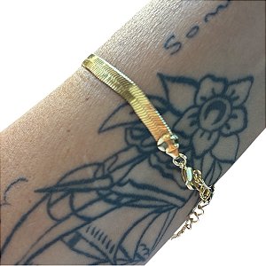 Pulseira laminada feminina banho de ouro amarelo