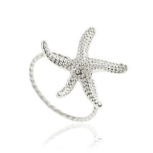 Anel estilo Bali trançado com modelo Estrela do Mar Medida 17
