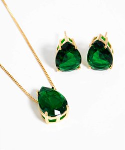 Conjunto Colar e Brincos Esmeralda