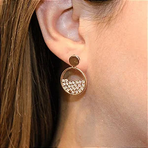 Brinco Pendente Círculo Com micro Zircônias