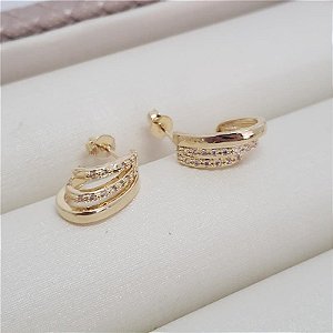 BRINCO ARGOLA TRIPLA CRAVEJADA