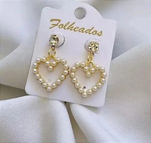 Brinco Coração Pérolas