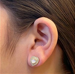 Brinco Coração Zircônia Cravejado