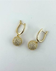 Brinco Argola com Pingente Meia Bola