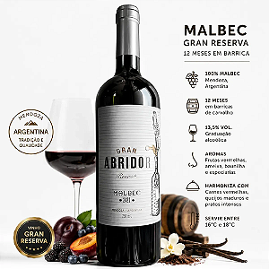 [Safra 2021] Vinho Tinto Argentino Malbec GRAN ABRIDOR Reserva