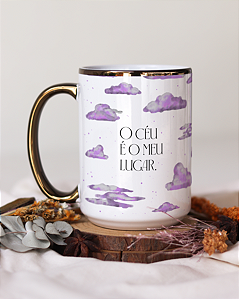 Caneca jumbo alça cromada versículo - o céu é o meu lugar