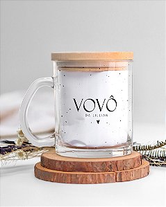 Caneca de vidro transparente personalizada avós minimalista