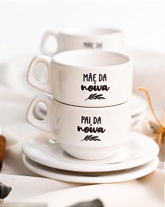 Xícara personalizada folhinha com pires personalizado 75mL