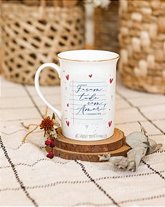 Caneca perla com borda dourada com arte lembrete diário