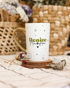 Caneca royal porcelana com alça cromada avós coruja